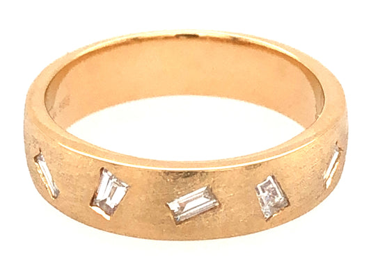 DIAMOND 5 BAGUETTE FLUSH SET BAND RING, SATIN FINISH