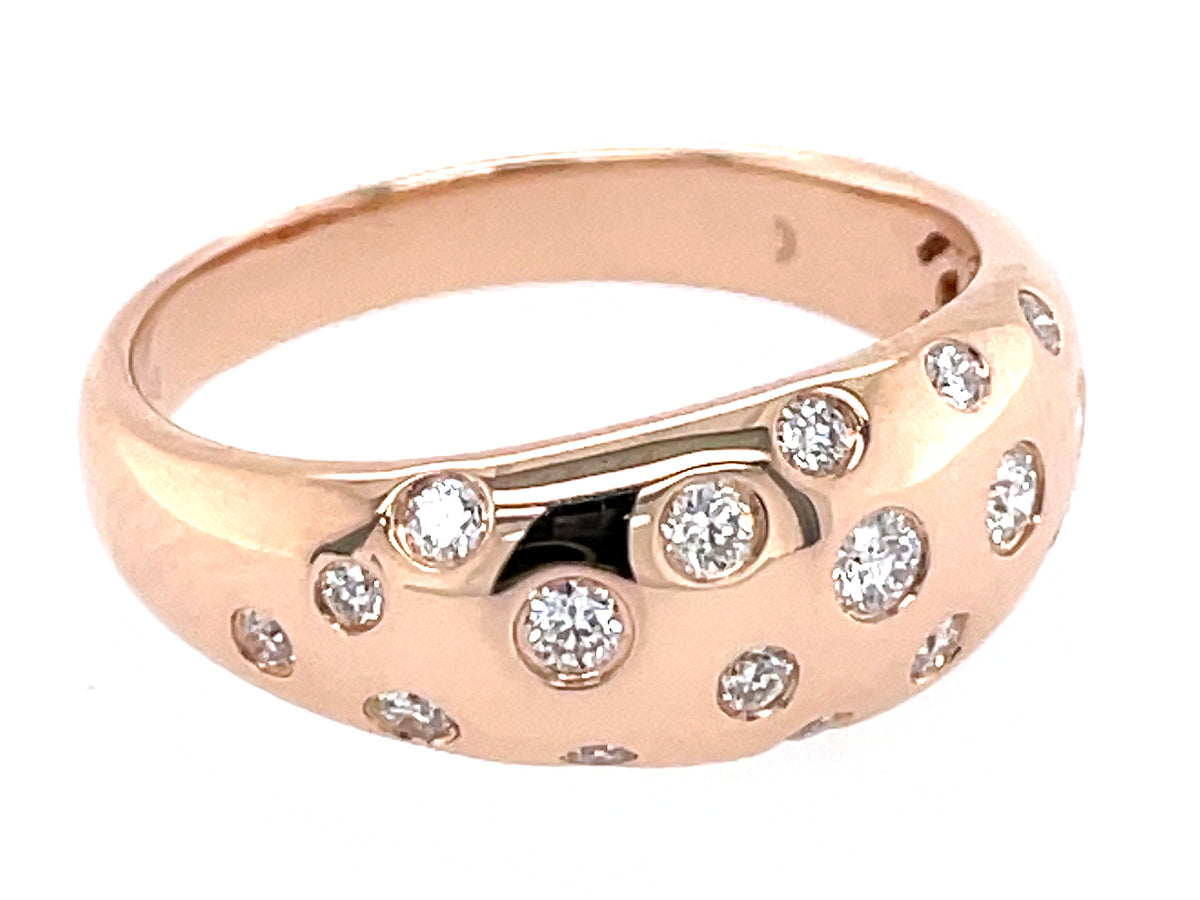 DIAMOND SCATTERED FLUSH SET TAPERED WIDE RING