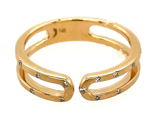 DIAMOND FLUSH SET OPEN SPLIT SHANK RING, SATIN FINISH