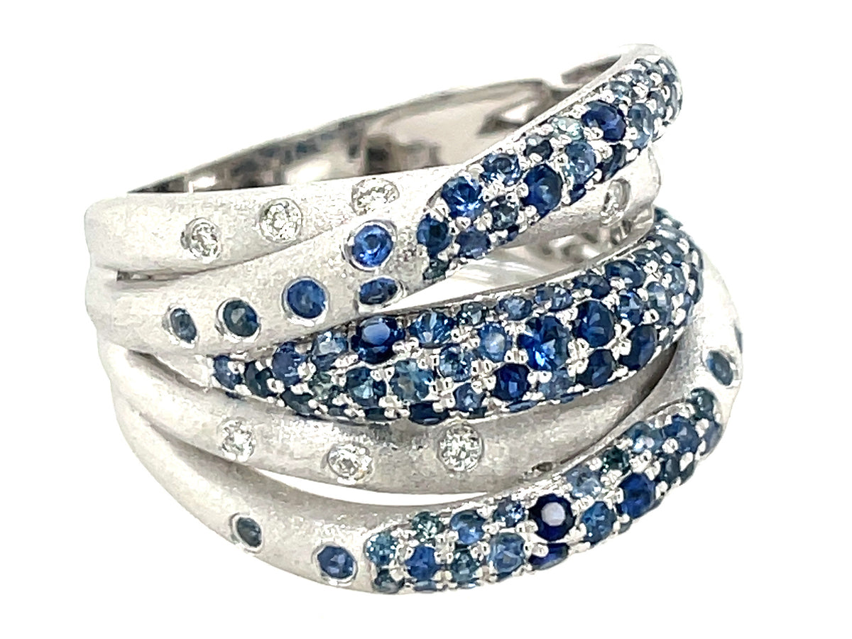 SAPPHIRE & DIAMOND CONFETTI MULTI STRAND RING