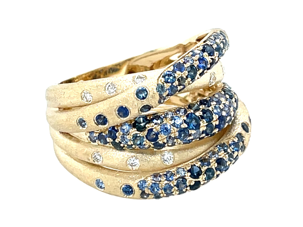 SAPPHIRE & DIAMOND CONFETTI MULTI STRAND RING