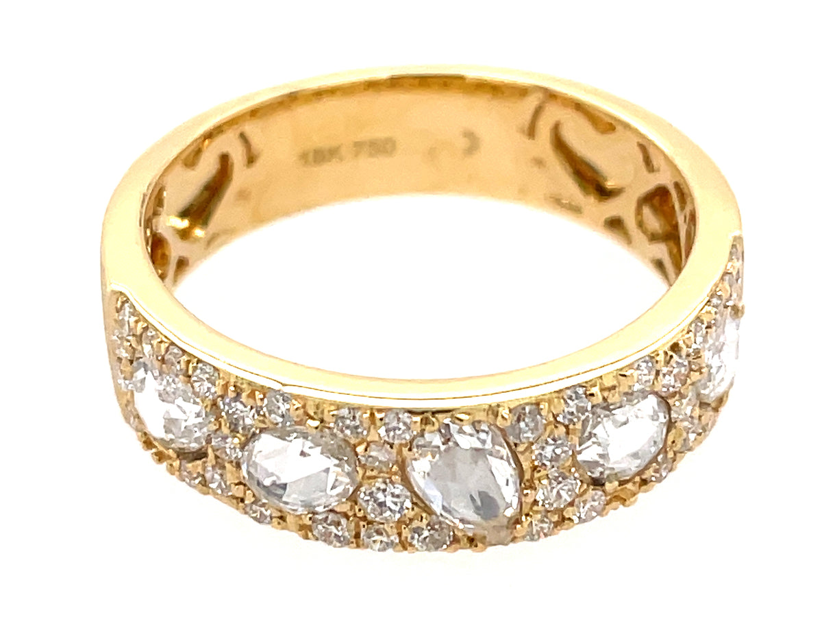 DIAMOND OVAL, PEAR & ROUND PAVE RING, SATIN FINISH, 18KY (N)