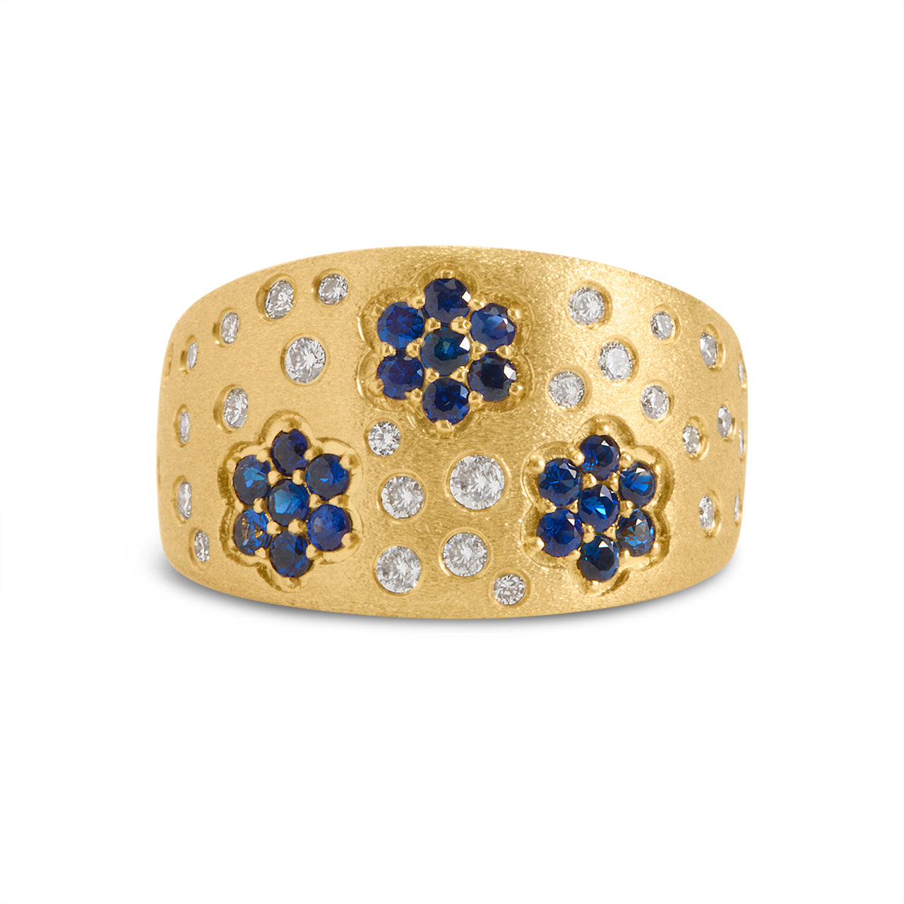 Sapphire & Diamond Flower Scatter Taper Band