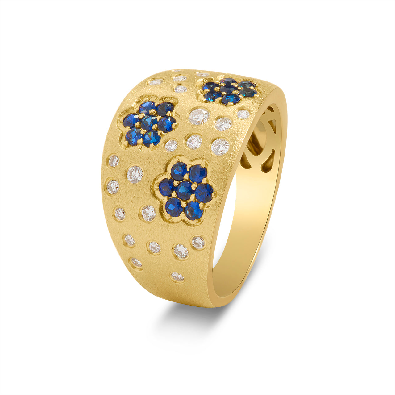 Sapphire & Diamond Flower Scatter Taper Band