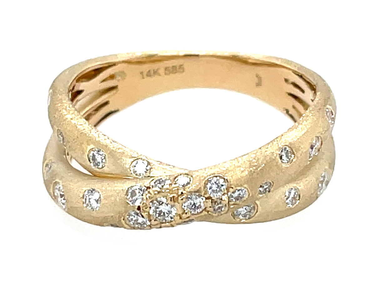 Diamond Bypass Confetti Ring, 7.2mm, Satin Finish