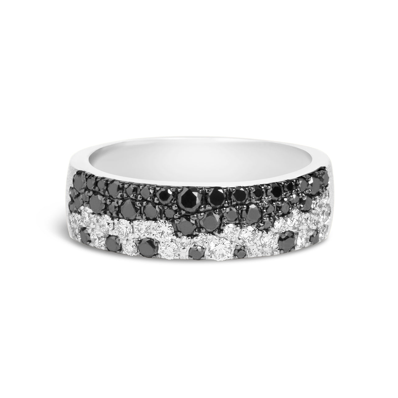 Black & White Diamond Pave Confetti 5.8mm Cigar Band
