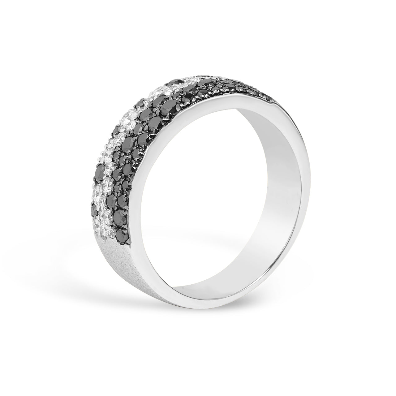 Black & White Diamond Pave Confetti 5.8mm Cigar Band