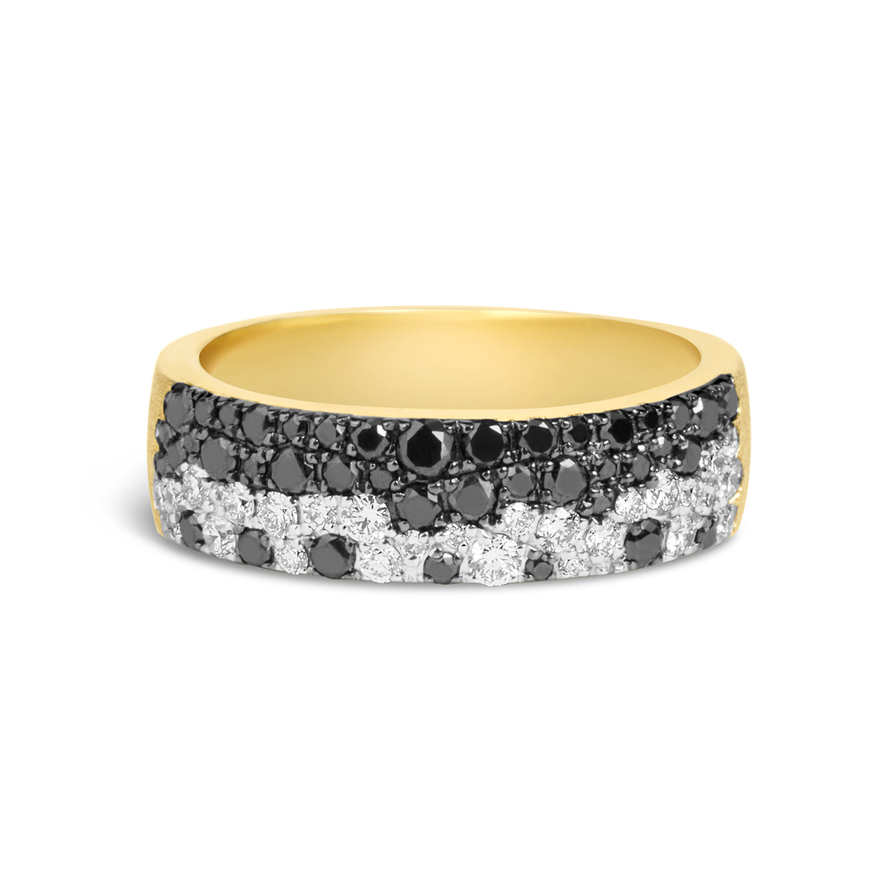 Black & White Diamond Pave Confetti 5.8mm Cigar Band