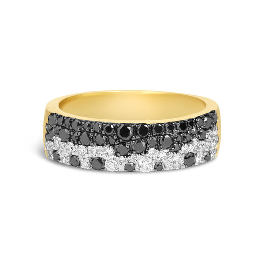 Black & White Diamond Pave Confetti 5.8mm Cigar Band