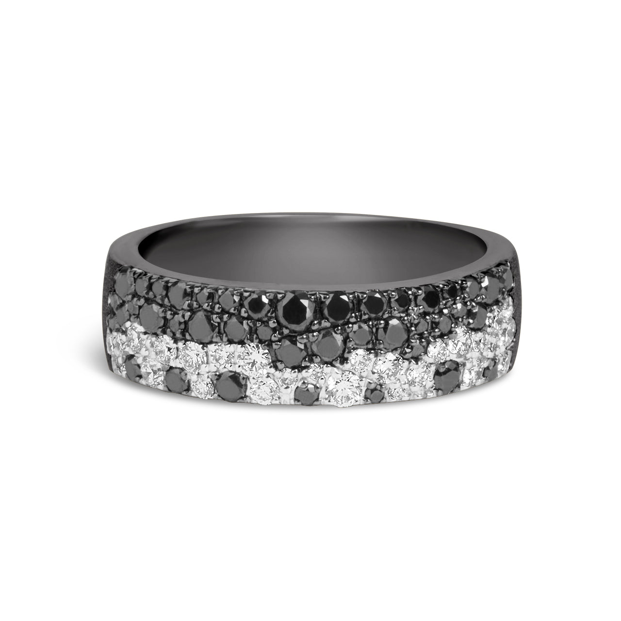 Black & White Diamond Pave Confetti 5.8mm Cigar Band