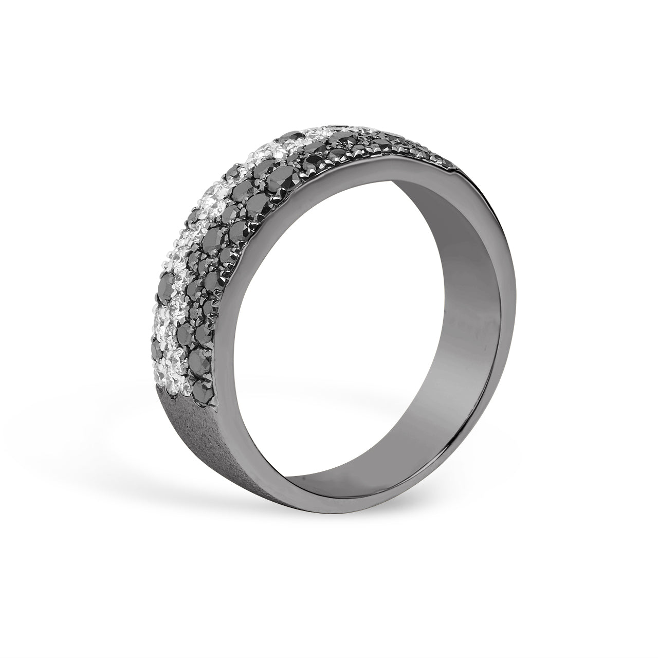 Black & White Diamond Pave Confetti 5.8mm Cigar Band