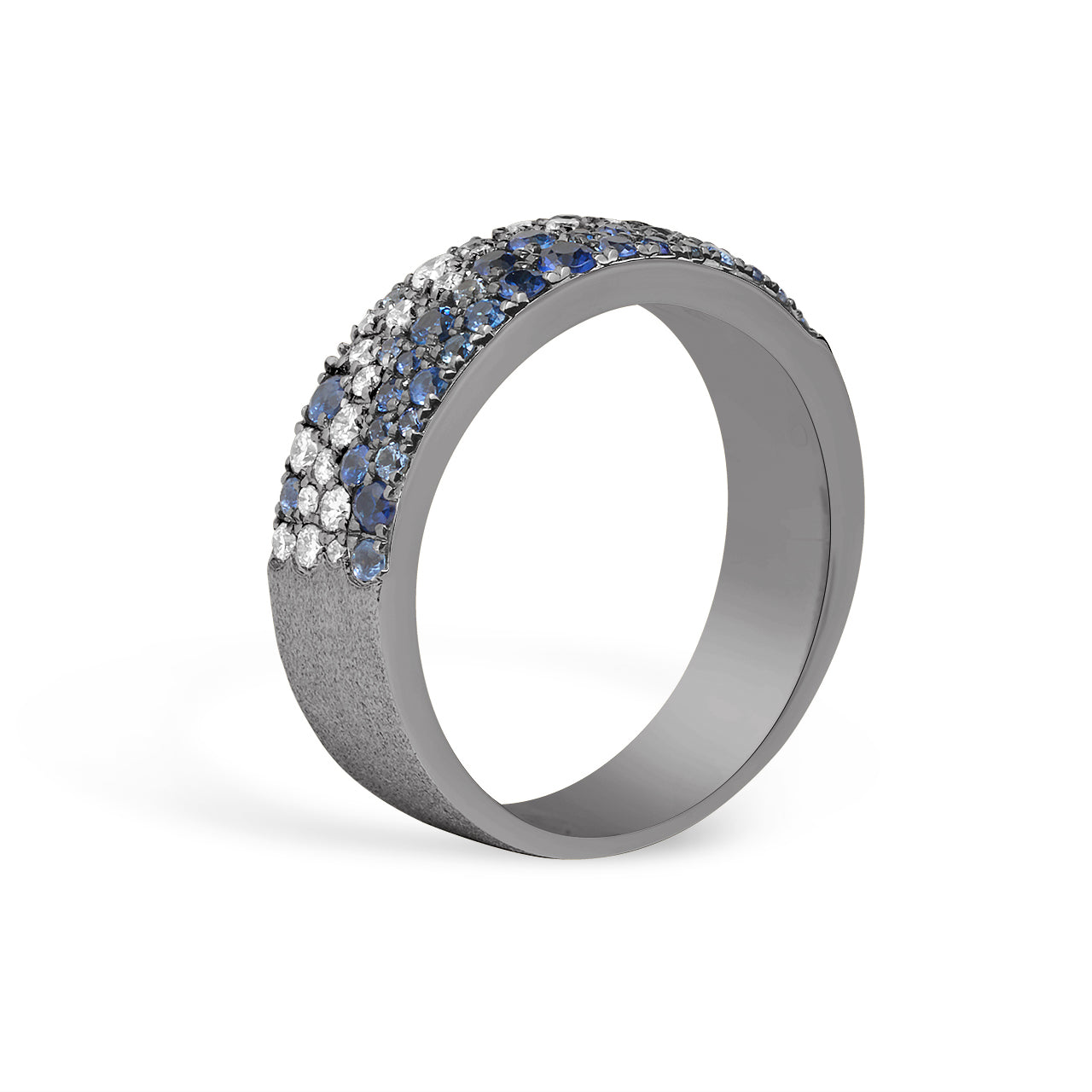 Sapphire & Diamond Pave Confetti 5.8mm Cigar Band