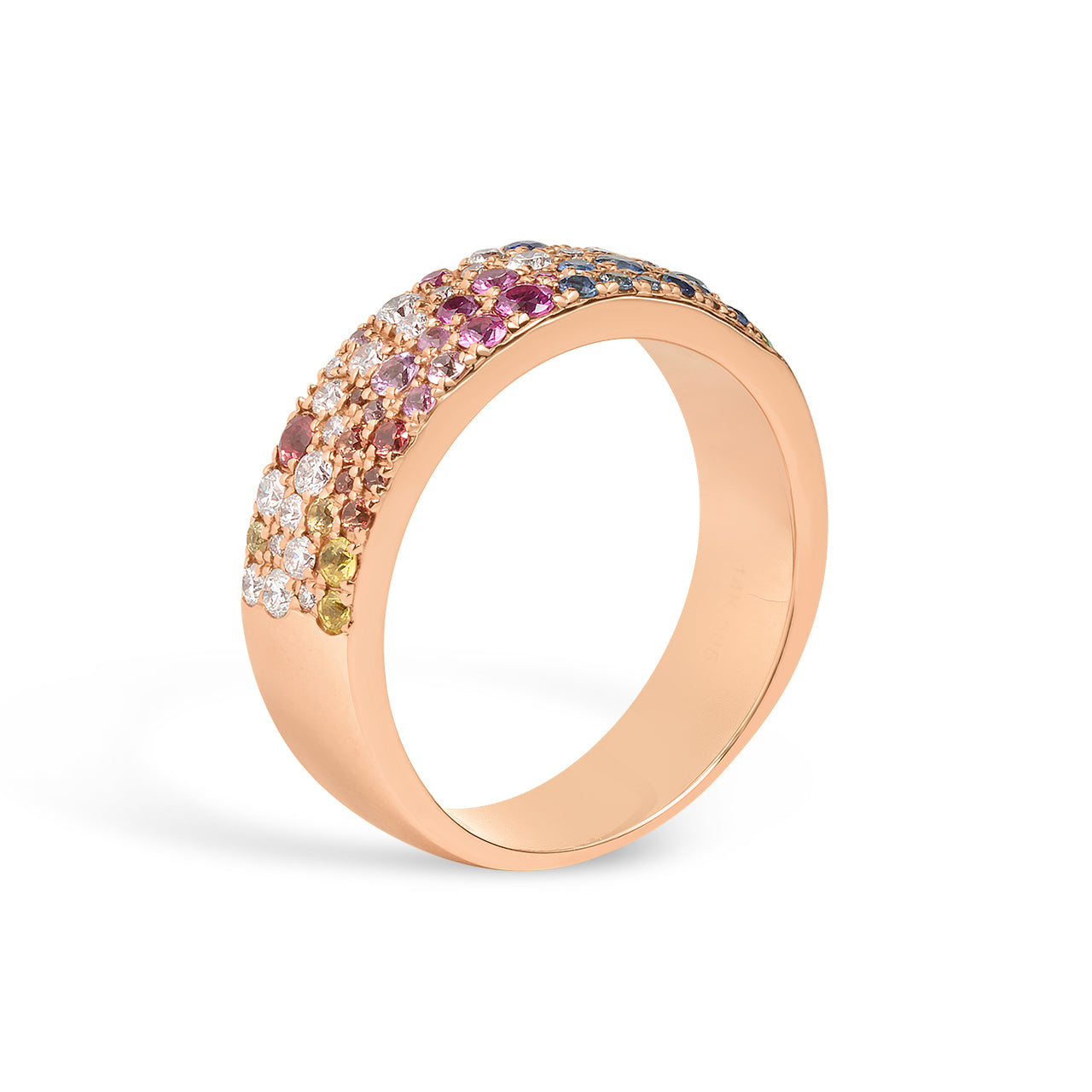 Rainbow Sapphire & Diamond Pave Confetti 5.8mm Cigar Band