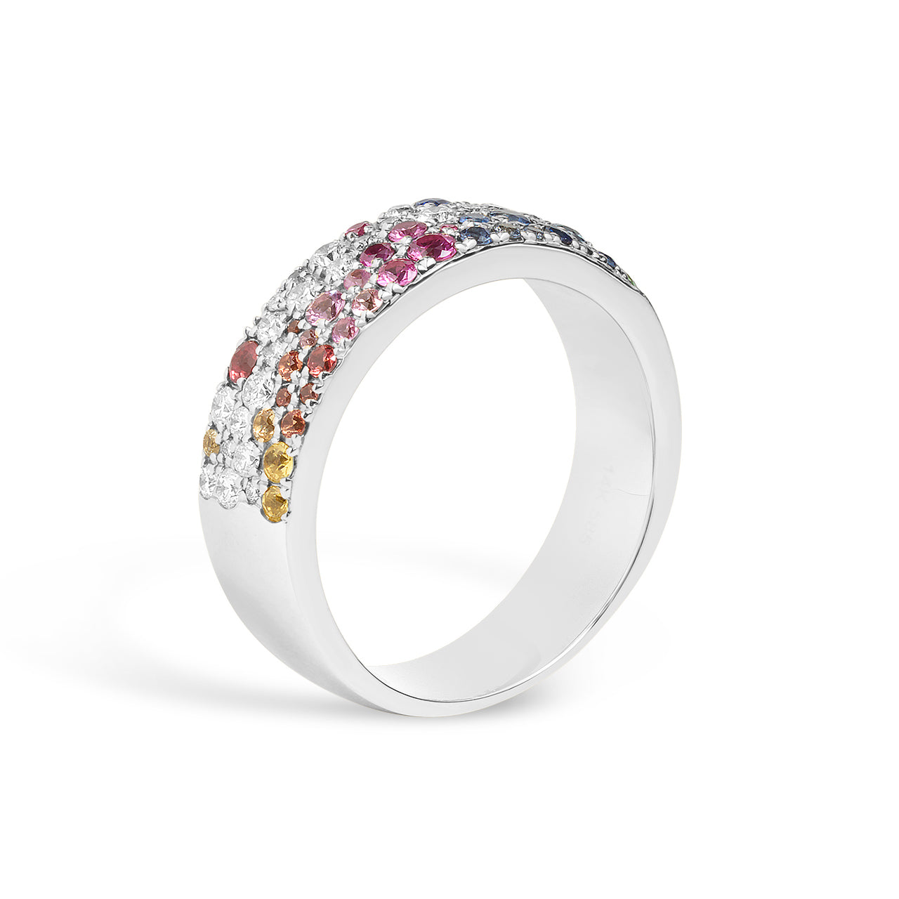 Rainbow Sapphire & Diamond Pave Confetti 5.8mm Cigar Band