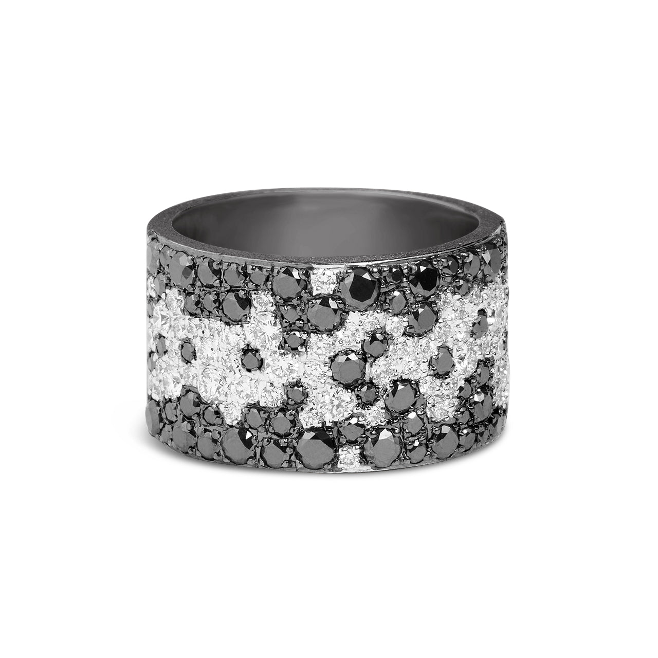 Black & White Diamond Pave Confetti Wide Cigar Band