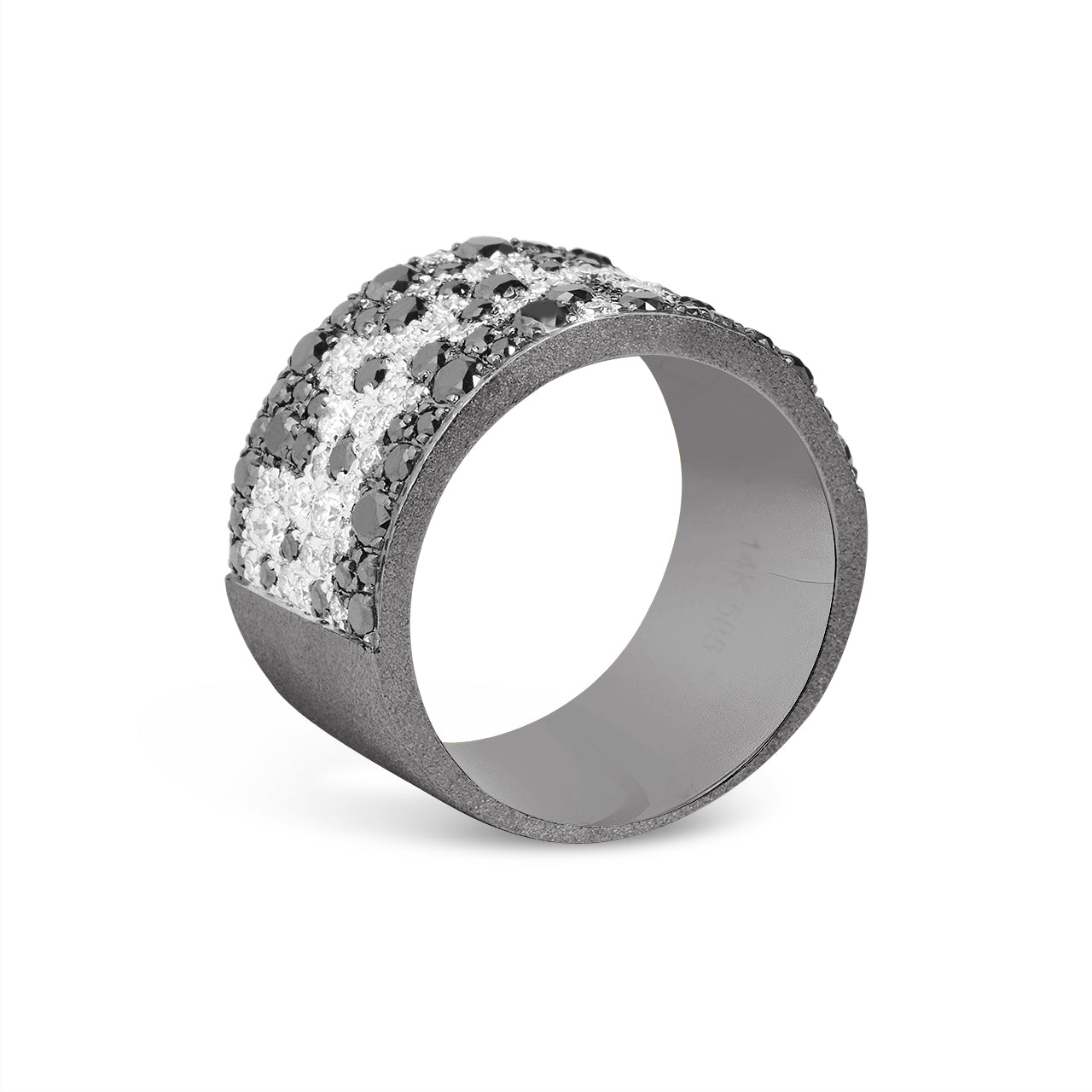 Black & White Diamond Pave Confetti Wide Cigar Band