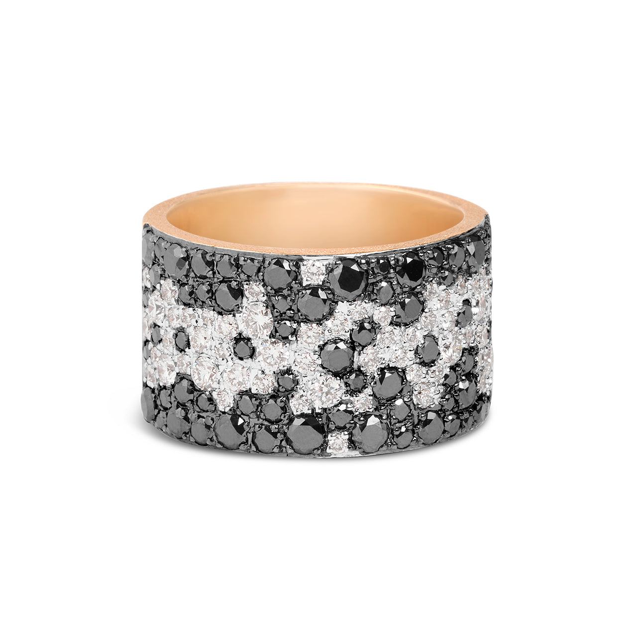 Black & White Diamond Pave Confetti Wide Cigar Band