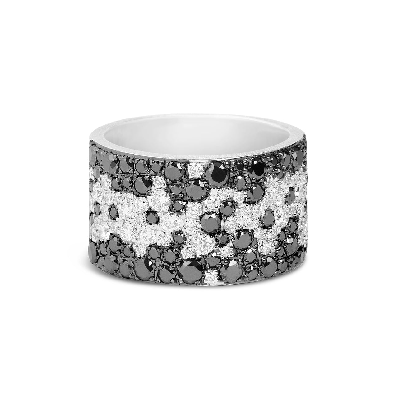 Black & White Diamond Pave Confetti Wide Cigar Band
