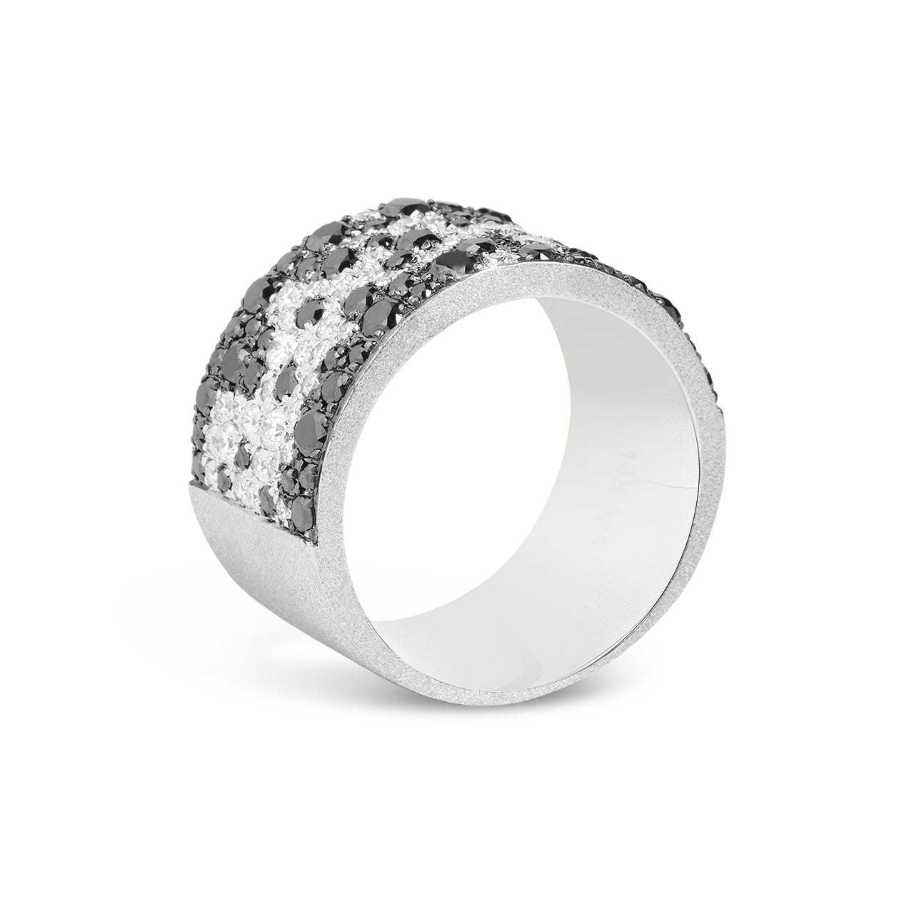 Black & White Diamond Pave Confetti Wide Cigar Band