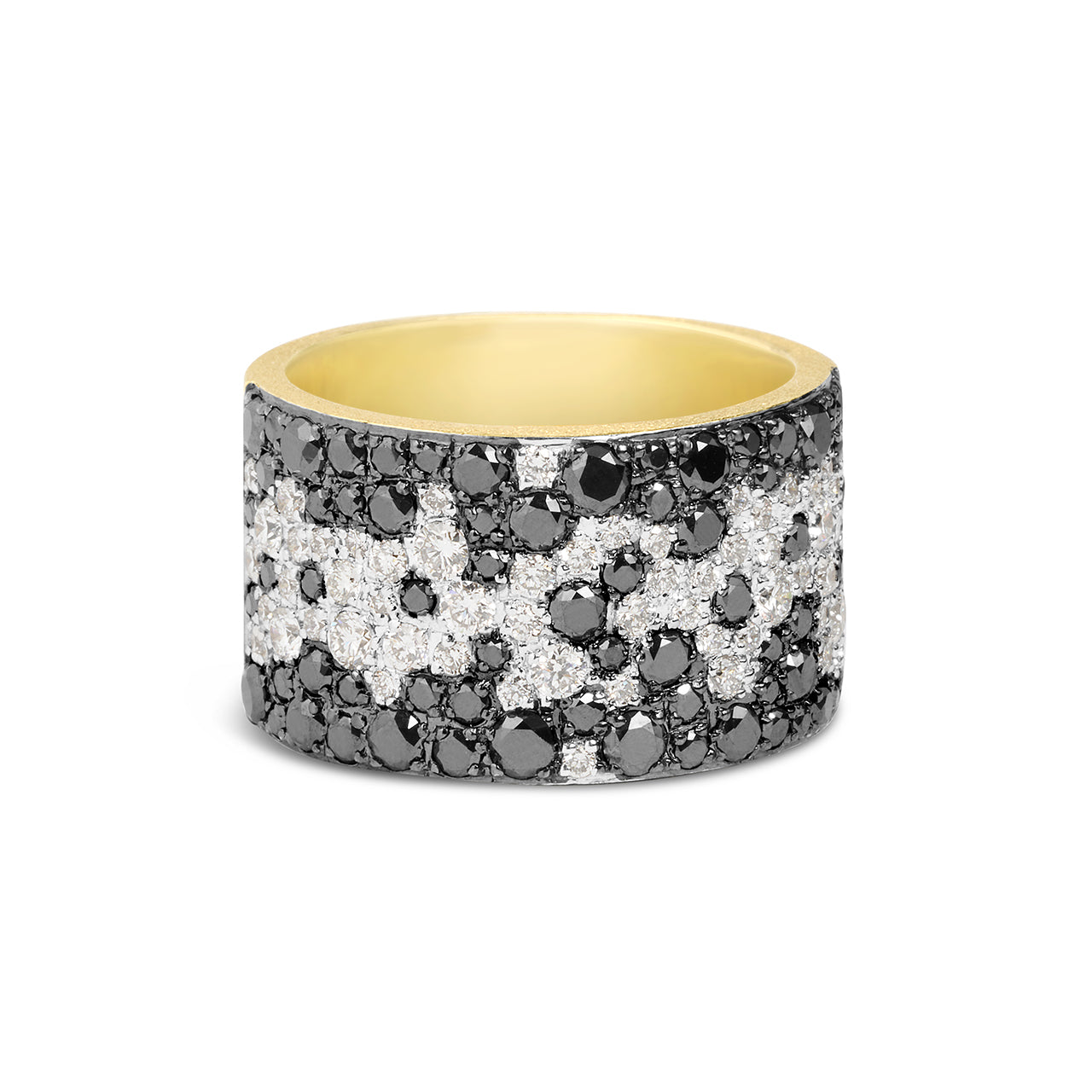 Black & White Diamond Pave Confetti Wide Cigar Band