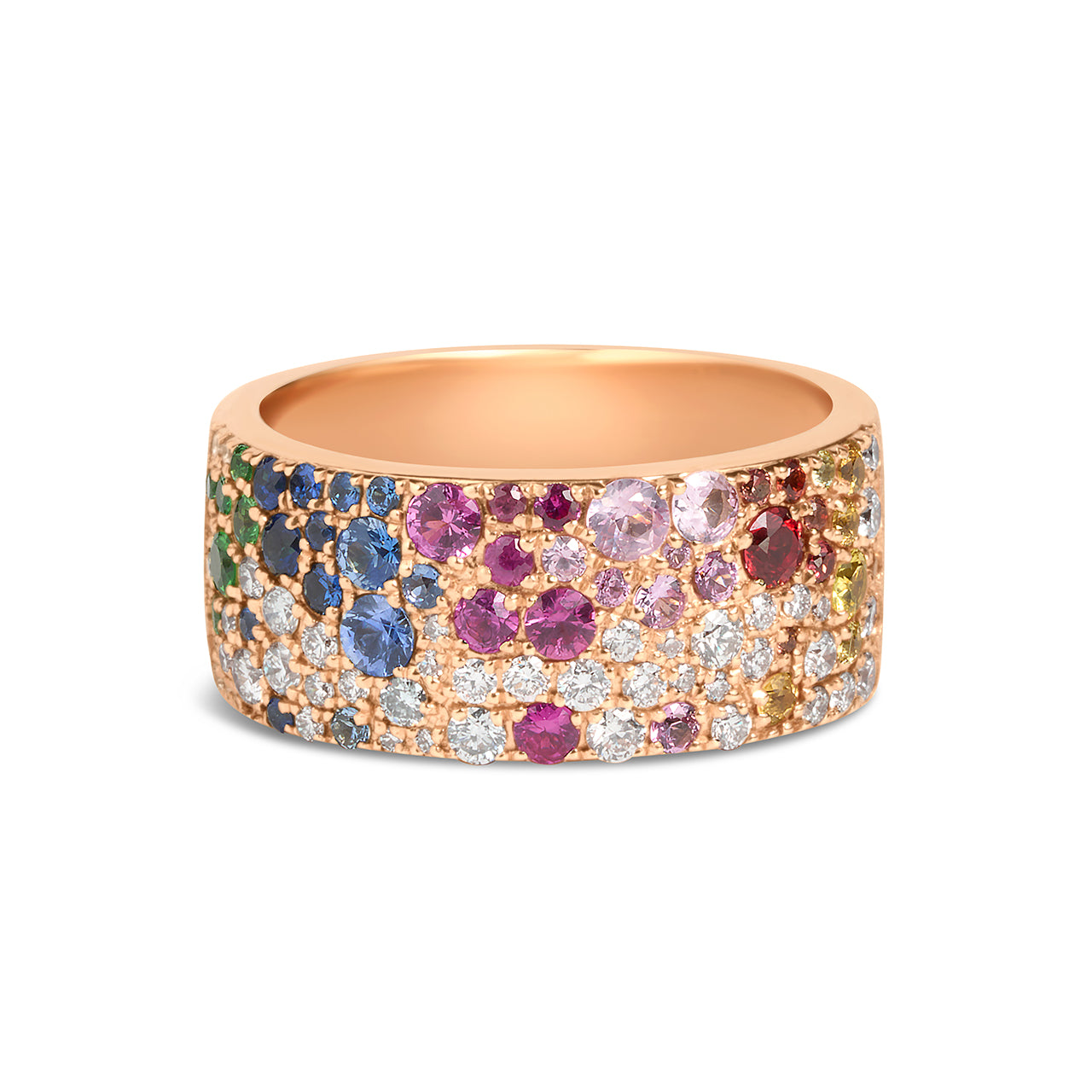 Rainbow Sapphire & Diamond Pave Confetti Signature Cigar Band
