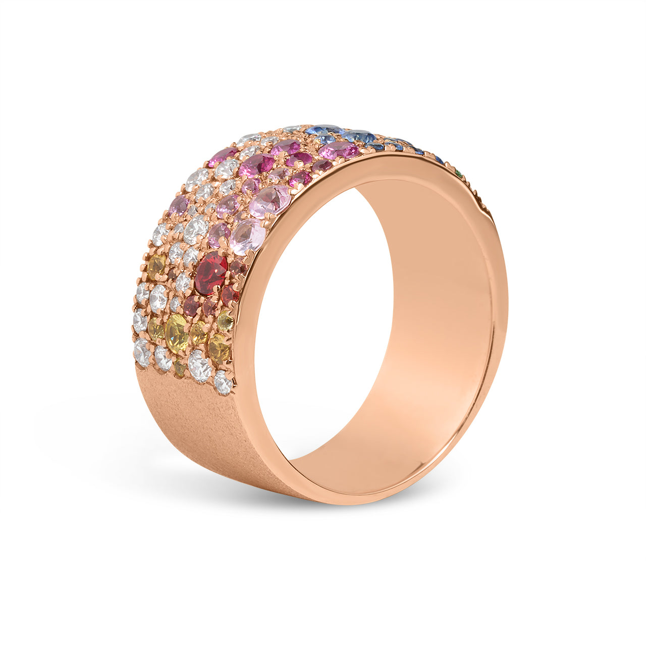 Rainbow Sapphire & Diamond Pave Confetti Signature Cigar Band