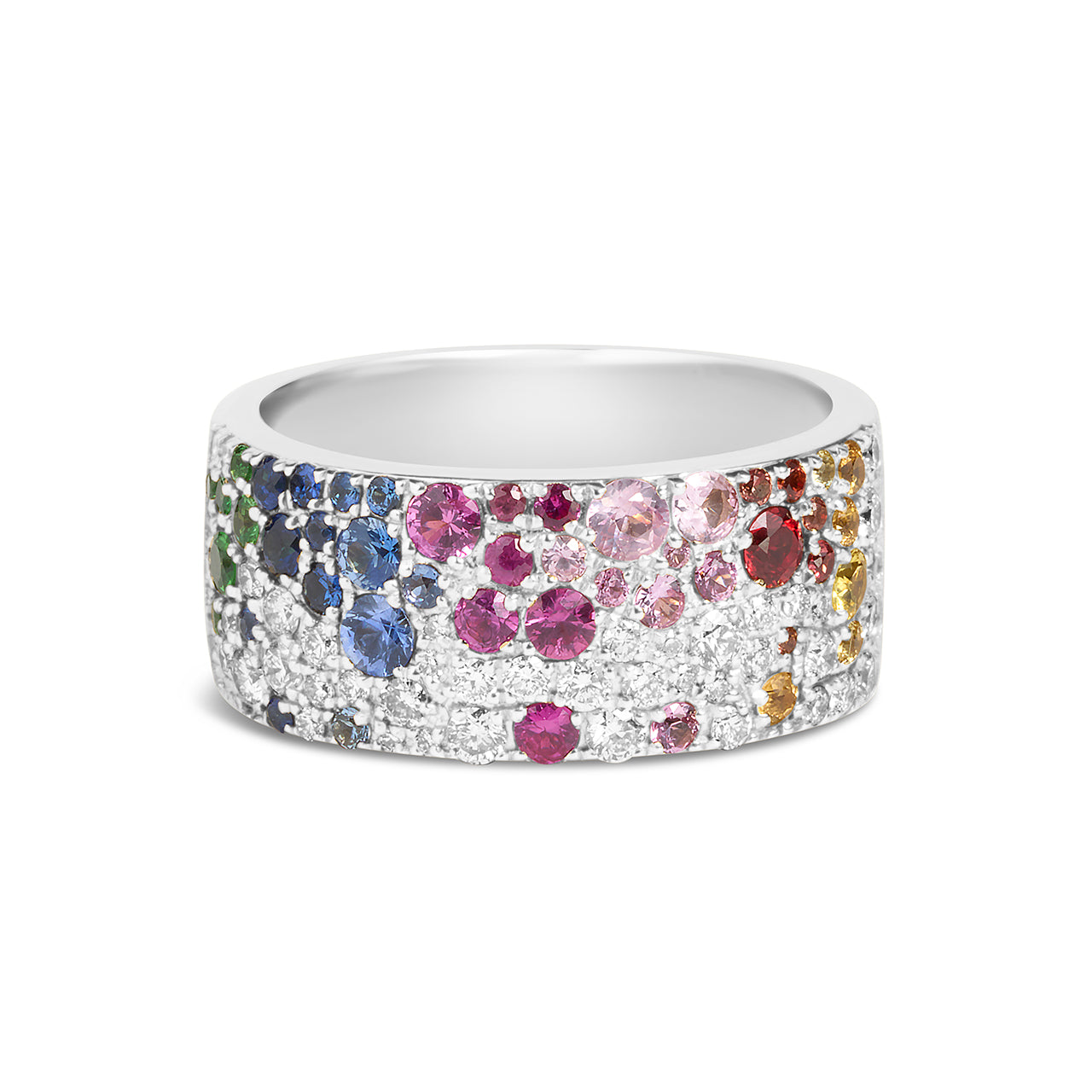 Rainbow Sapphire & Diamond Pave Confetti Signature Cigar Band