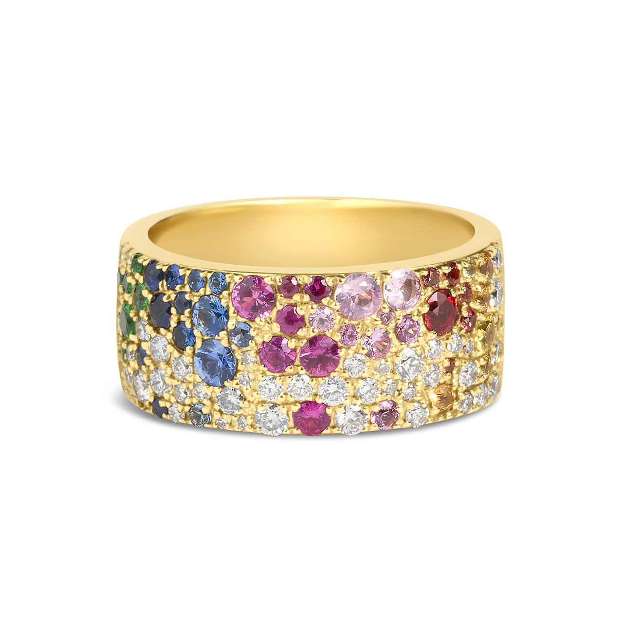 Rainbow Sapphire & Diamond Pave Confetti Signature Cigar Band