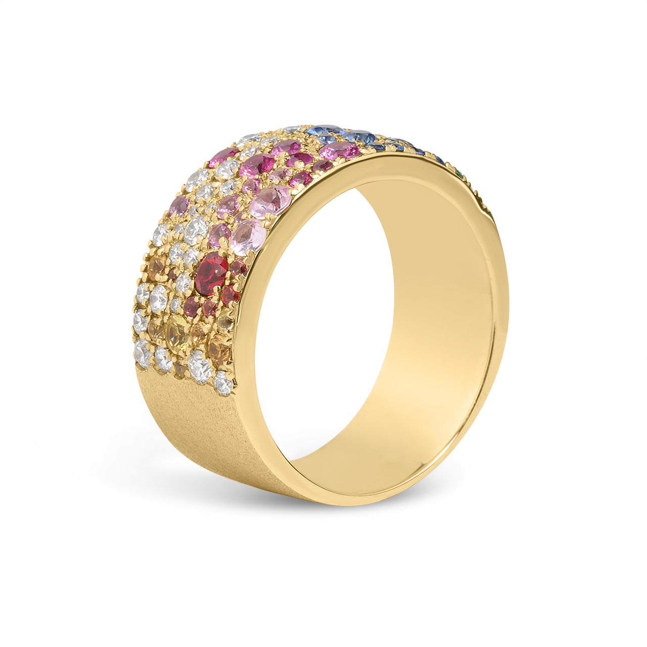 Rainbow Sapphire & Diamond Pave Confetti Signature Cigar Band