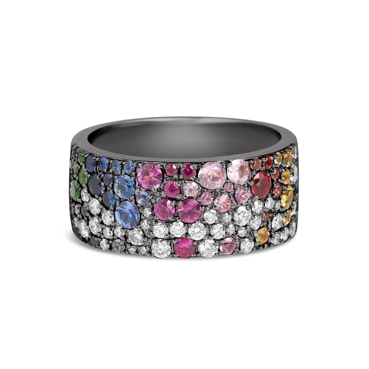 Rainbow Sapphire & Diamond Pave Confetti Signature Cigar Band