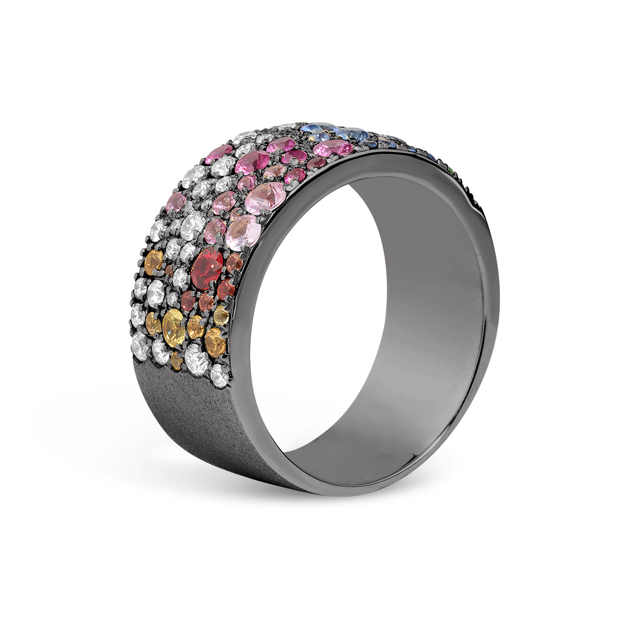 Rainbow Sapphire & Diamond Pave Confetti Signature Cigar Band