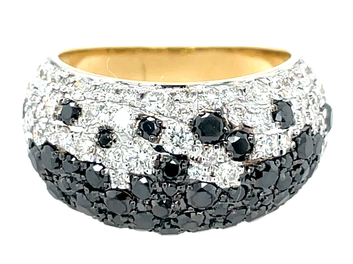 BLACK & WHITE DIAMOND PAVE DOME RING, 11MM