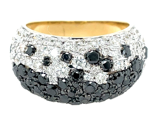 BLACK & WHITE DIAMOND PAVE DOME RING, 11MM