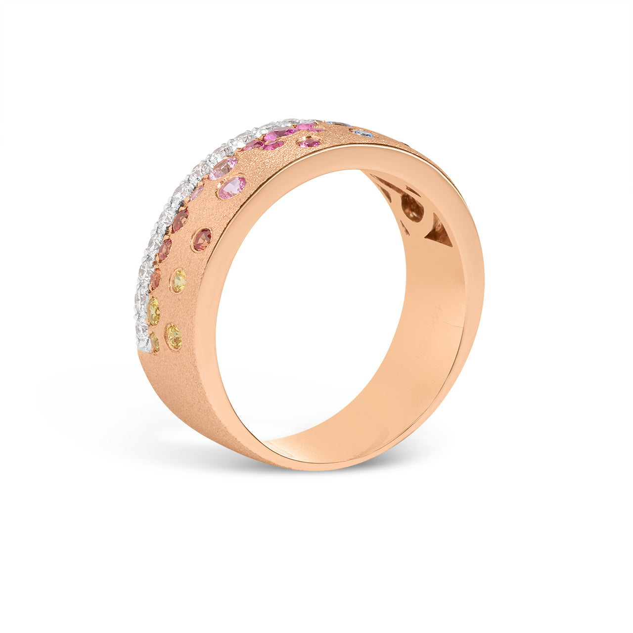 Rainbow Sapphire & Diamond Confetti Stack Cigar Band