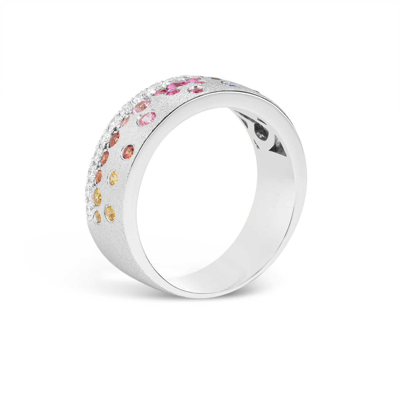 Rainbow Sapphire & Diamond Confetti Stack Cigar Band