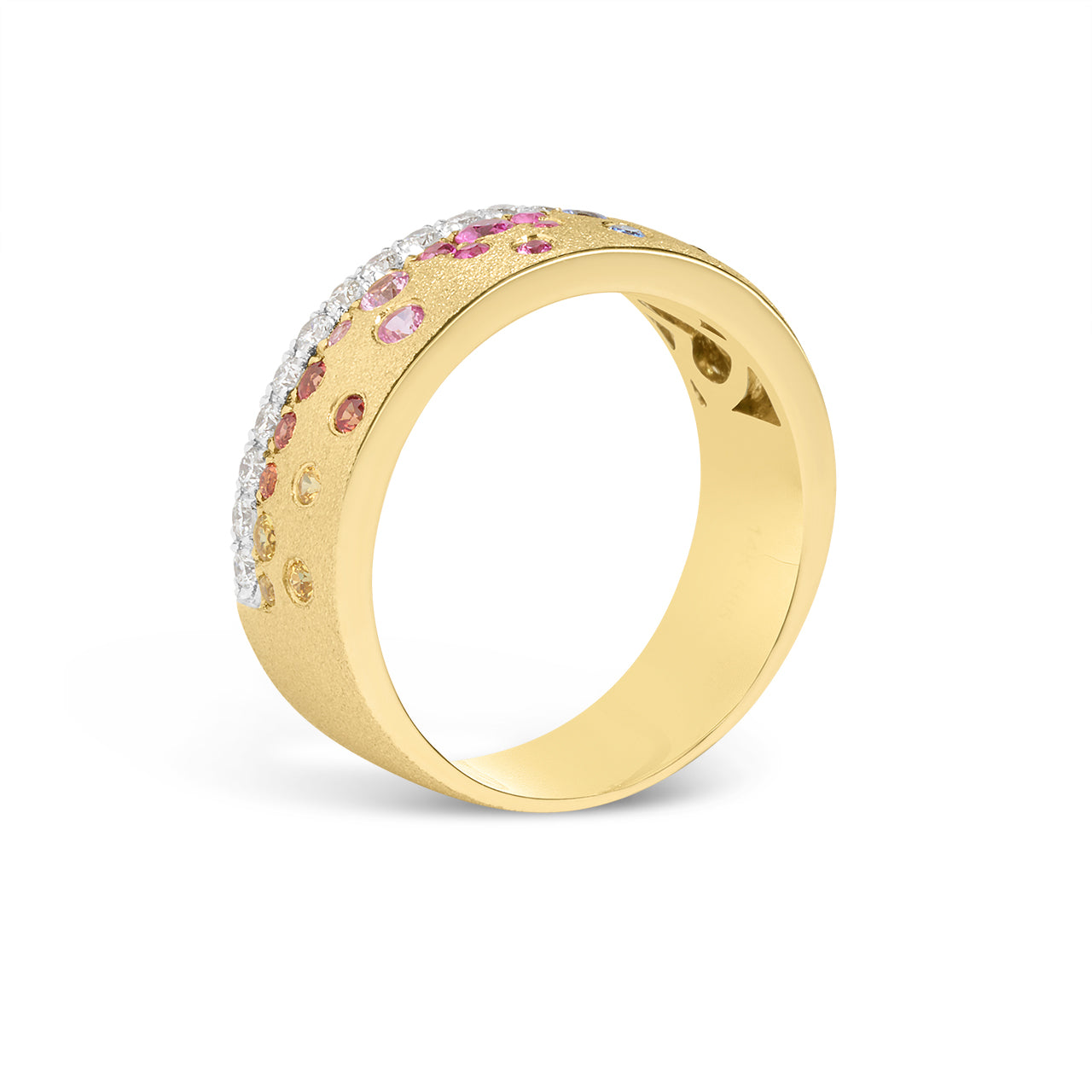 Rainbow Sapphire & Diamond Confetti Stack Cigar Band