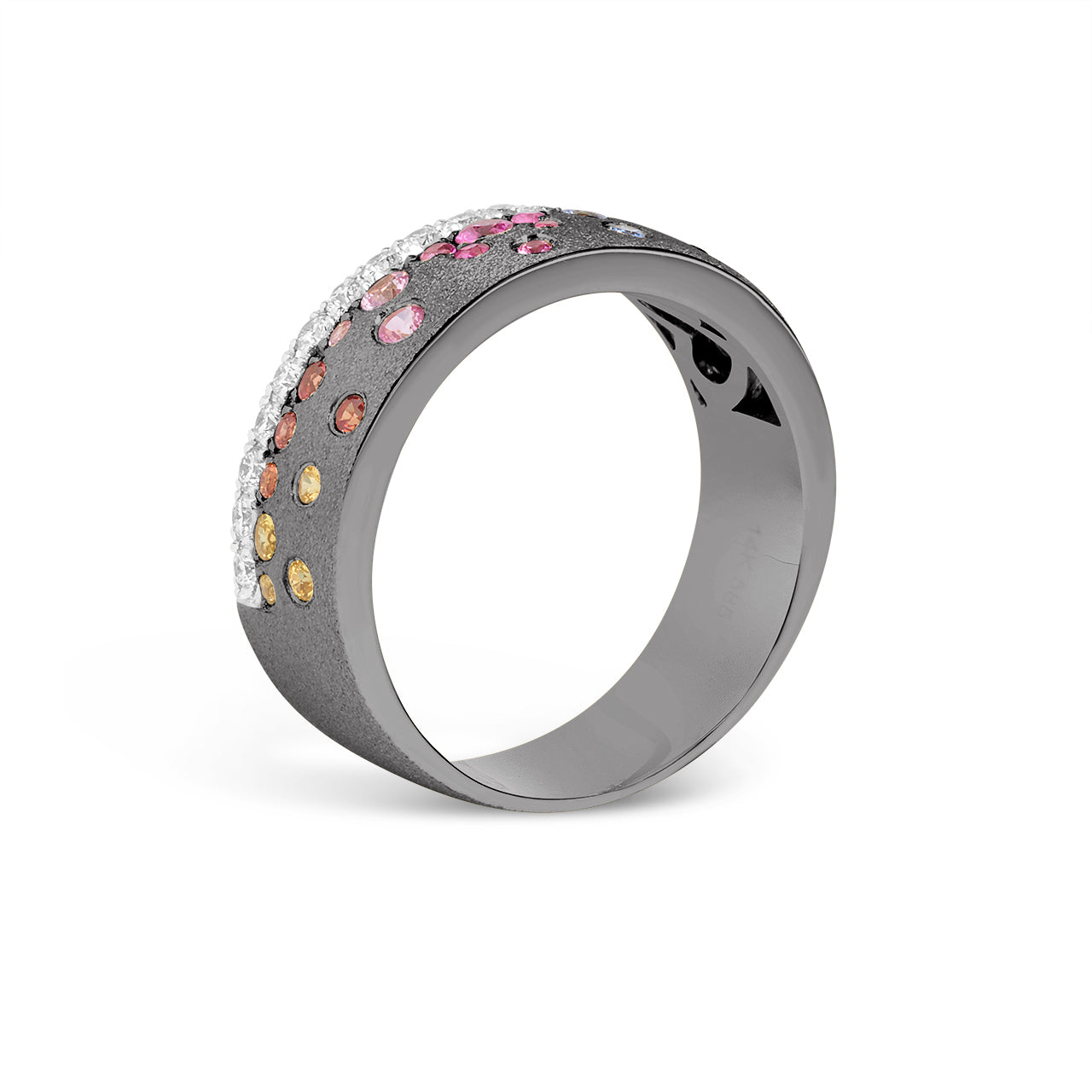 Rainbow Sapphire & Diamond Confetti Stack Cigar Band