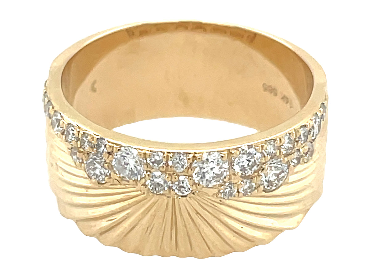 DIAMOND PLEATED CIGAR BAND RING, 8.5MM