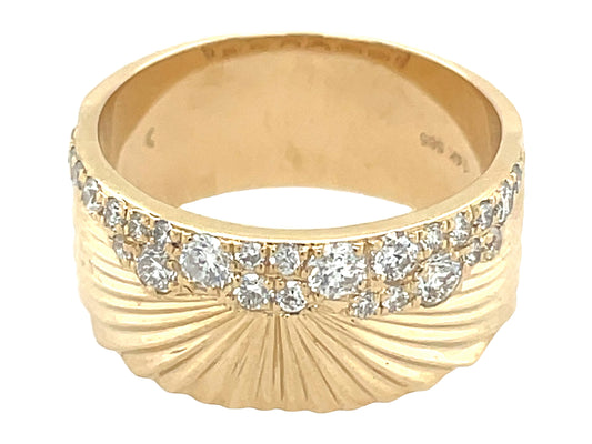 DIAMOND PLEATED CIGAR BAND RING, 8.5MM