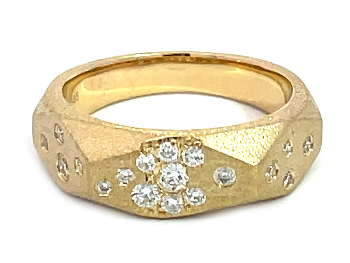 DIAMOND FACETED CONFETTI RING, 6.5MM, SATIN FINISH