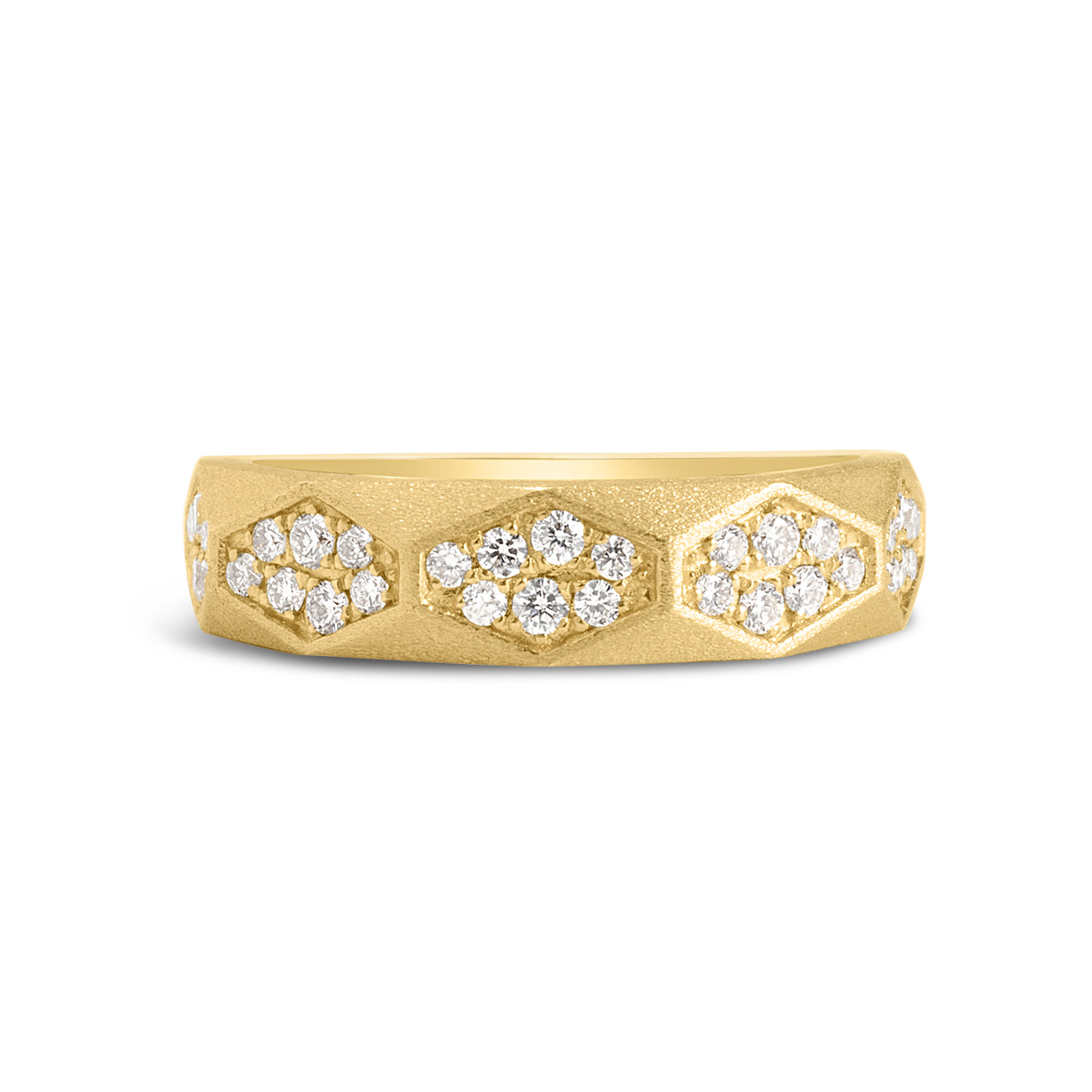 Diamond Faceted Hexagon Band