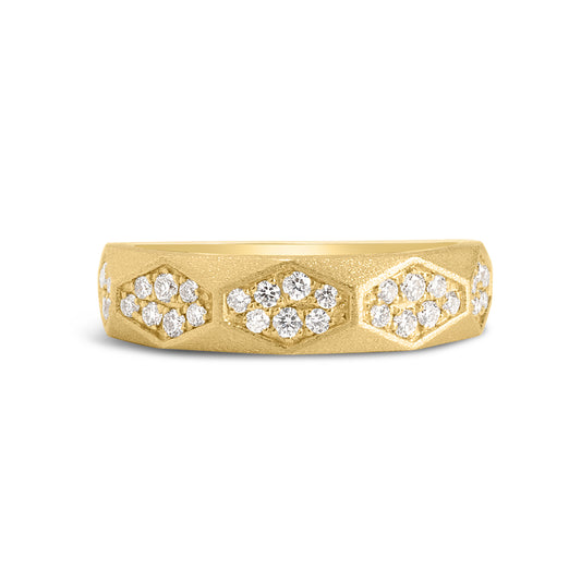 Diamond Faceted Hexagon Band