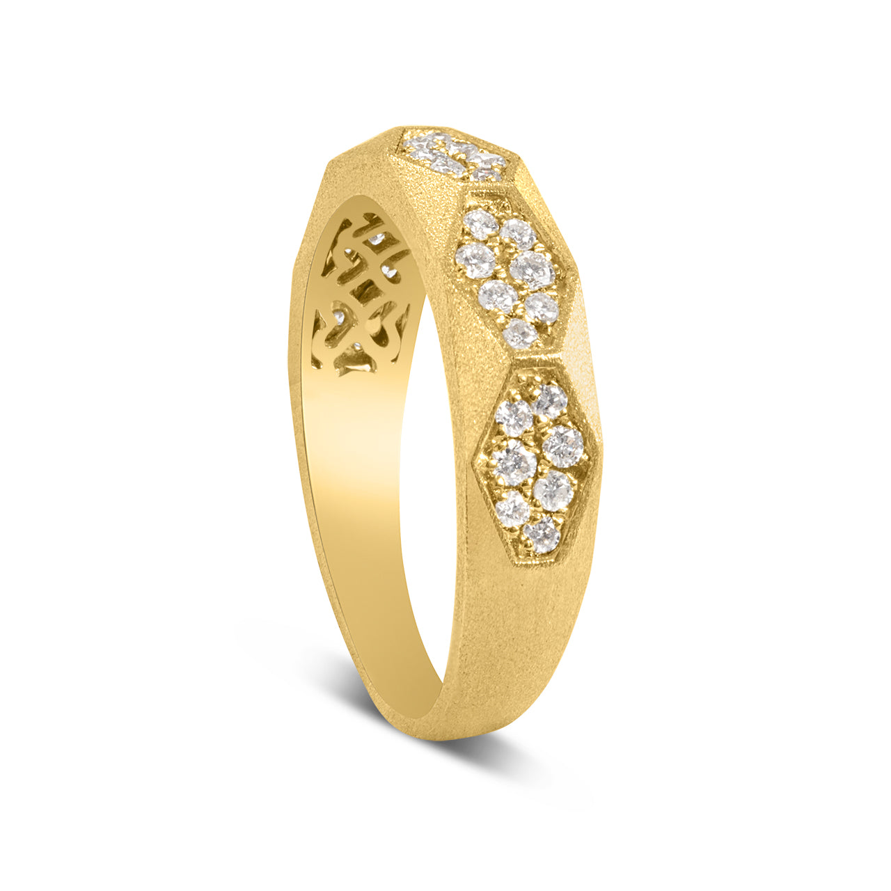 Diamond Faceted Hexagon Band