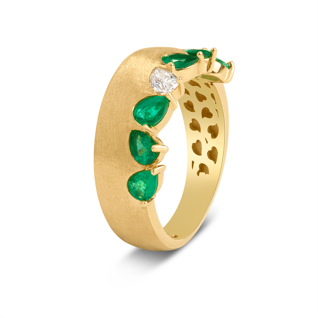 Emerald & Diamond Pear Duet Band