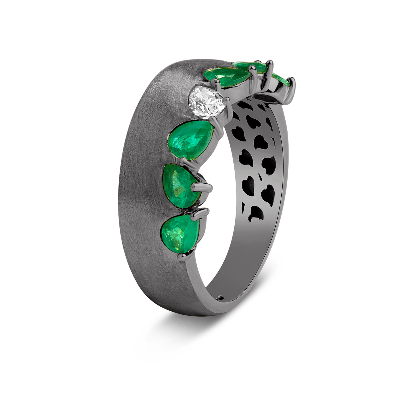 Emerald & Diamond Pear Duet Band