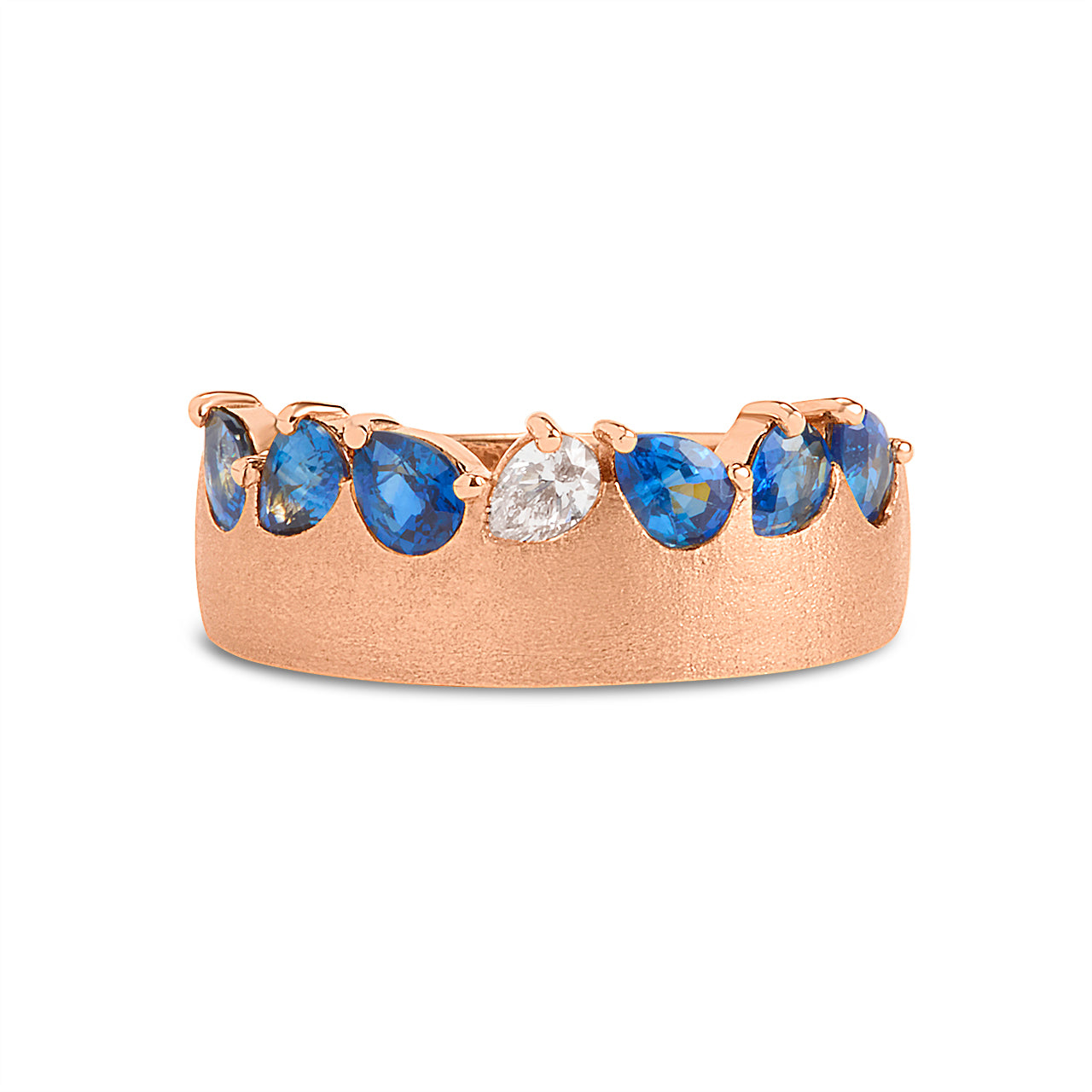 Sapphire & Diamond Pear Duet Band