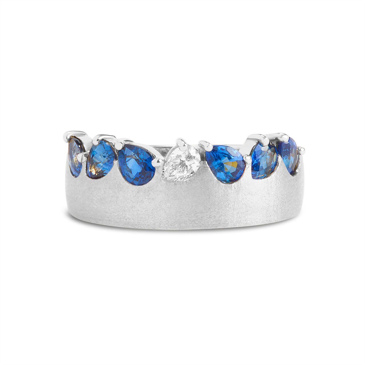 Sapphire & Diamond Pear Duet Band