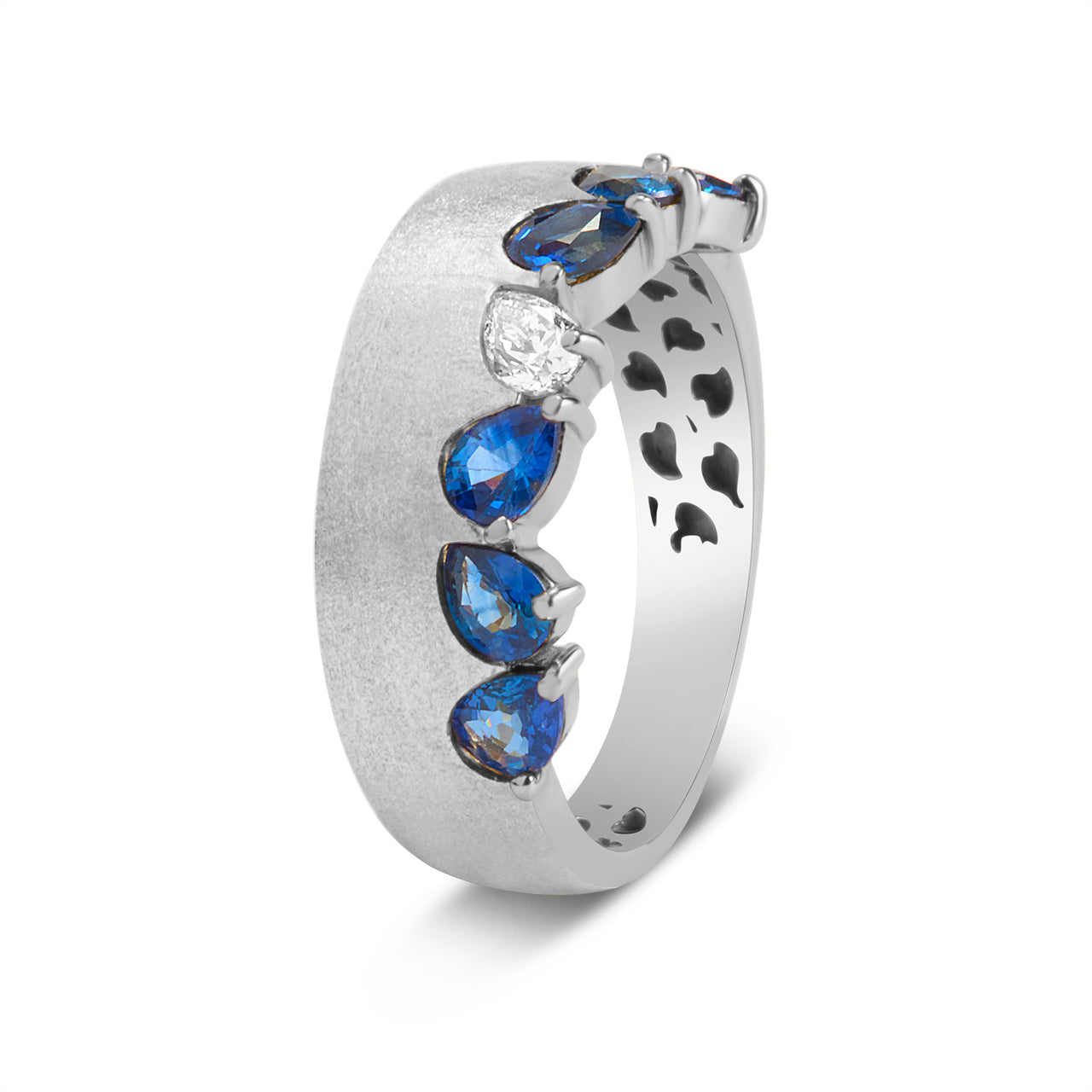 Sapphire & Diamond Pear Duet Band