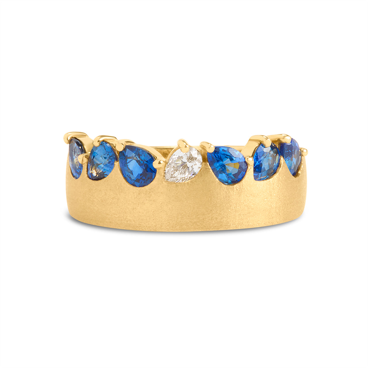 Sapphire & Diamond Pear Duet Band