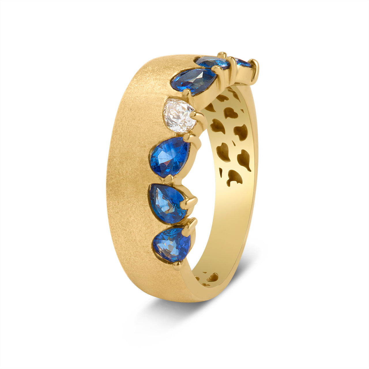 Sapphire & Diamond Pear Duet Band